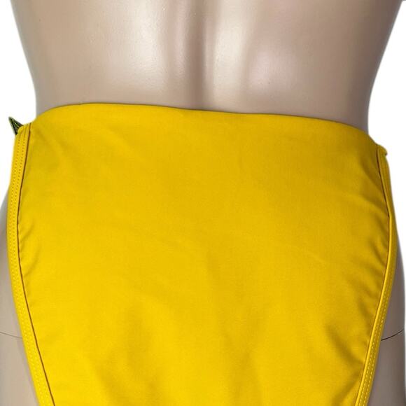 New Andrea Iyamah X Revolve Mona Embroidered Mustard Yellow Lemon Bikini Bottom - Picture 5 of 8